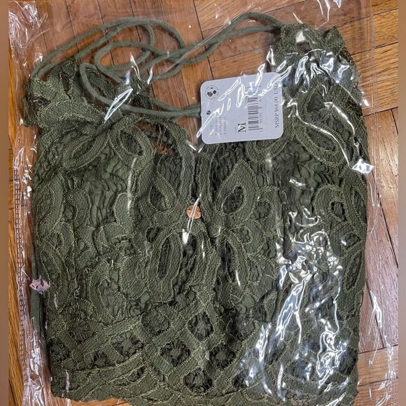 Free People Adella Cami Top In Olive Sparrow Size Medium NWT - Picture 6 of 11